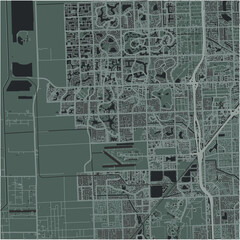 Map of The Hammocks in Florida in a smooth dark style. Contains layered vector with roads water, parks, etc.
