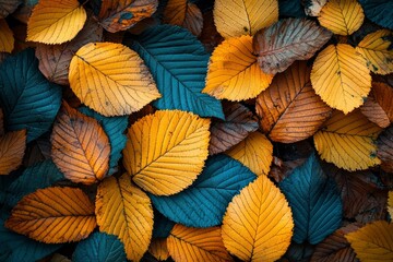 Fototapeta premium A Close-Up View of Multicolored Autumn Leaves