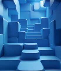 Obraz premium Abstract Blue Geometric Stairway Design