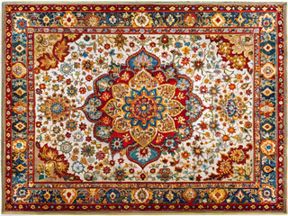 This vibrant Indian style rug features bold, intricate patterns with rich color palette, showcasing floral designs and geometric shapes that enhance any space