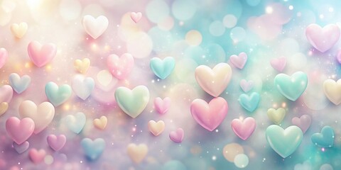 Romantic background with soft pastel colors and heart shapes for love-themed designs and projects