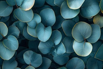 Close-up of Blue-Green Leaves with Visible Veins and a Delicate Yellow Rim