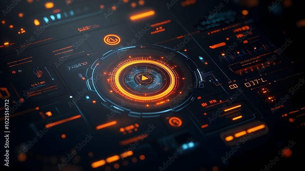 Poster breathtaking futuristic technology background showcasing an intricate hud display with sleek digital