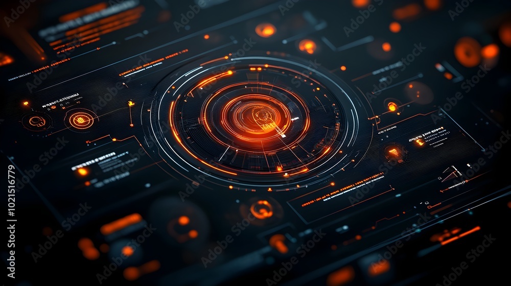 Poster breathtaking futuristic technology background with intricate hud display sleek digital data visualiz