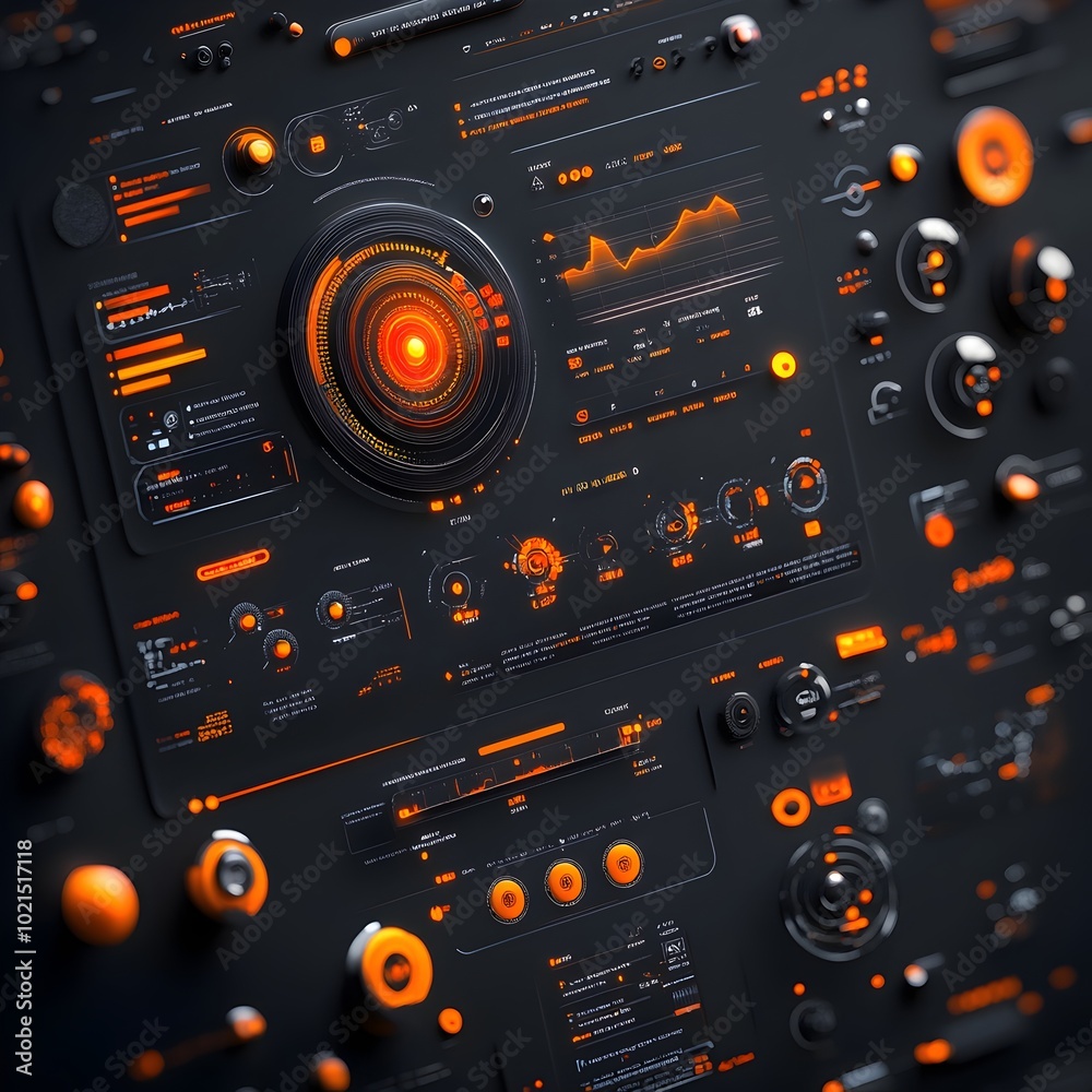 Poster technological backdrop featuring a dynamic futuristic user interface vibrant data visualization and 