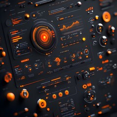 Obraz premium technological backdrop featuring a dynamic futuristic user interface vibrant data visualization and sleek holographic control panels The clean and precise design combined with dramatic lighting