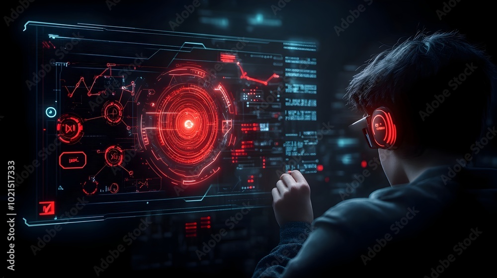 Poster futuristic backdrop showcasing cutting edge ai powered generative hud displays sleek metallic gui in