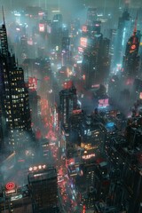Fototapeta premium Futuristic Cityscape Aerial View