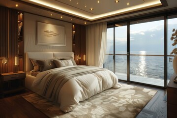 Fototapeta premium Luxury Coastal Bedroom Interior Design