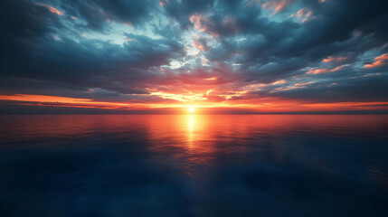 Ocean Sunset with Dramatic Clouds Background Image