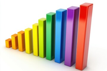 a rainbow colored bar chart on a white background