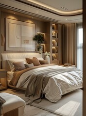Fototapeta premium Modern Luxurious Bedroom Interior Design Illustration
