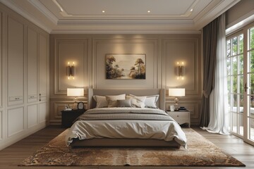 Elegant Beige Bedroom Interior Design