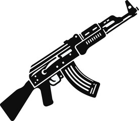 Gun silhouette on a white backing