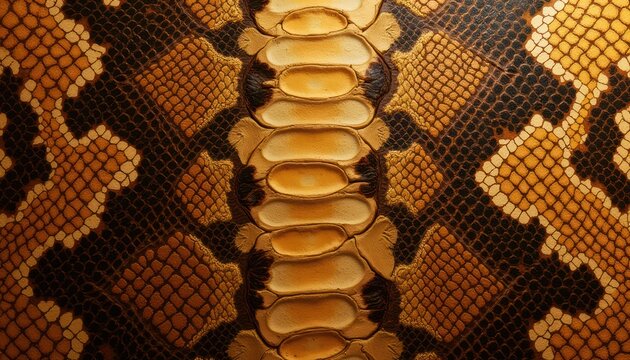 Close-up view of a beautiful python skin showcasing intricate patterns and textures in natural light
