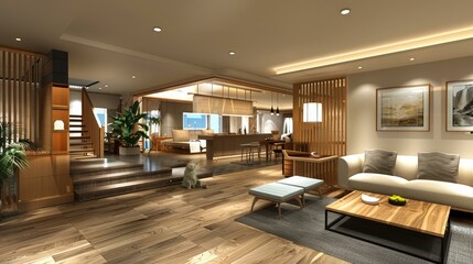 Modern Japanese Style Living Room Interior Design