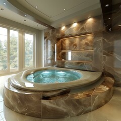 Luxury Indoor Jacuzzi with Exquisite Marble Details