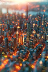 Night Cityscape Illustration with Illuminated Buildings