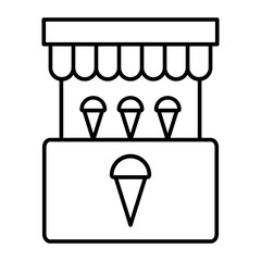 Ice Cream Stall Vector Line Icon Design