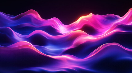 Abstract neon waves in pink, purple, and blue on dark background