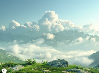 Majestic Mountain Scenery with Cloudscape