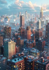 Obraz premium Cityscape Illustration of a Modern Metropolis