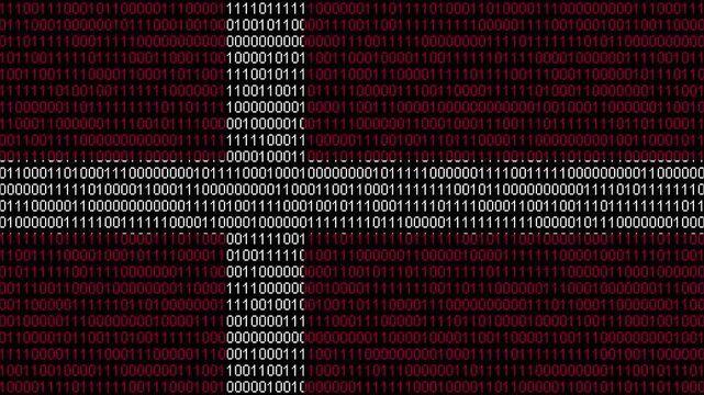 Binary code on flag of Denmark. Program source code or Hacker concept on Danish flag. Denmark digital technology security, hacking or programming