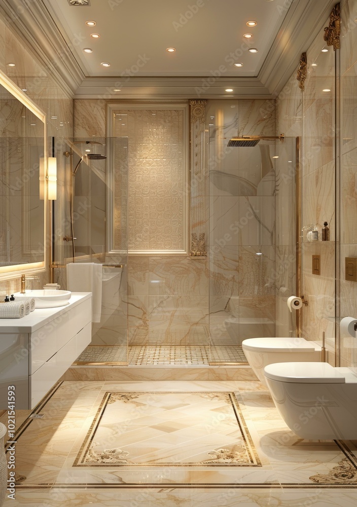 Wall mural Luxury Bathroom Interior Design Illustration