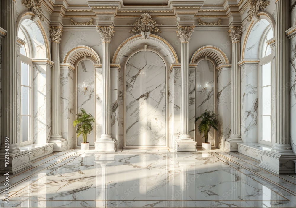 Poster Luxurious Marble Hallway Interior Design