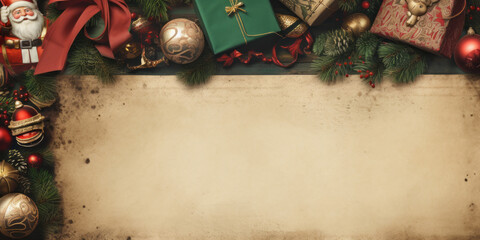 Golden Christmas ornament with red bow and ribbon on tree branch,Generated By Ai