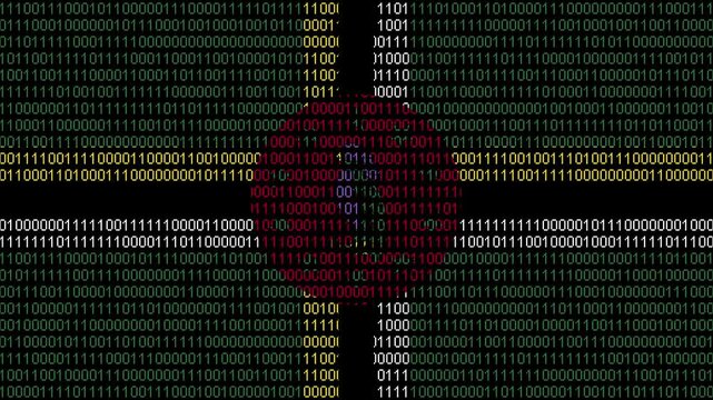 Binary code on flag of Dominica. Program source code or Hacker concept on Dominican flag. Dominica digital technology security, hacking or programming