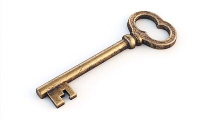 3D render of a key isolated on a white background