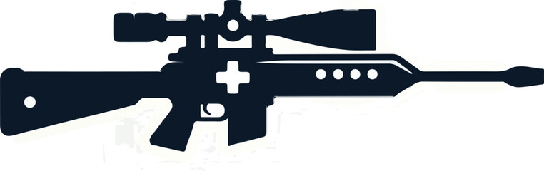 Gun silhouette on a white backing