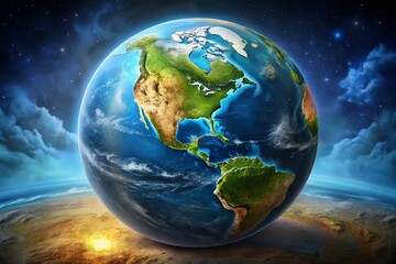 Fototapeta premium Step-by-step guide to drawing a realistic depiction of the Earth with detailed features and colors