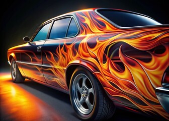 Naklejka premium Step-by-step Guide to Painting Realistic Flames on a Car for Custom Automotive Artistry