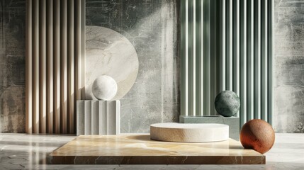 Modern Minimalist Showcase Podium Display Interior