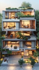 Modern Multi-level House Design with Rooftop Gardens