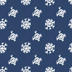 Vector illustration. Christmas and New Year seamless pattern. Snowflakes and flakes, falling snow. Scandinavian ornament. Abstract wallpaper. Snow pattern for advertising and typographic products. 