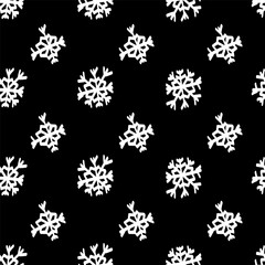 Vector illustration. Christmas and New Year seamless pattern. Snowflakes and flakes, falling snow. Scandinavian ornament. Abstract wallpaper. Snow pattern for advertising and typographic products. 