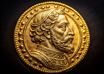 Stunning Ancient Spanish Gold Coin with Intricate Design and Rich Historical Significance Displayed