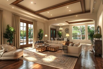 Fototapeta premium Luxury Living Room Interior Design Illustration