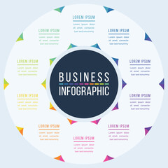 Circle Infographic design 10 steps, objects, elements or options infographic business template