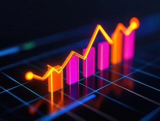 Digital chart showing the steady yield of a fixed income fund, financial analysis, predictable growth