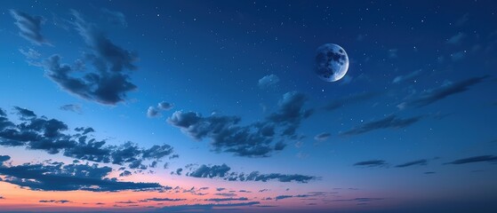 Dusk Sky with Darkening Clouds and Rising Moon