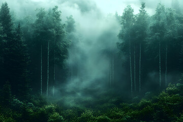 Fototapeta premium Misty Forest Landscape - Nature Photography