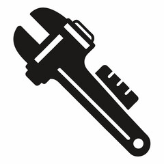 Industrial Pipe Wrench Silhouette Vector Illustration