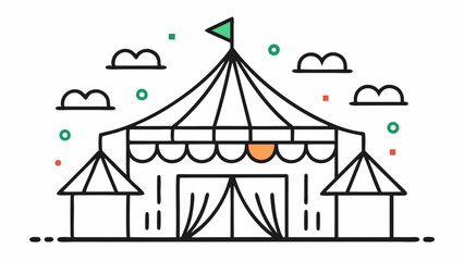 Event Tent Thin Line Icon Set: Festival, Circus, Party, Sales, Carnival, Awning, Marquee, and Pavilion Vector