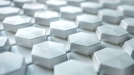 3D illustration of a white hexagonal structure