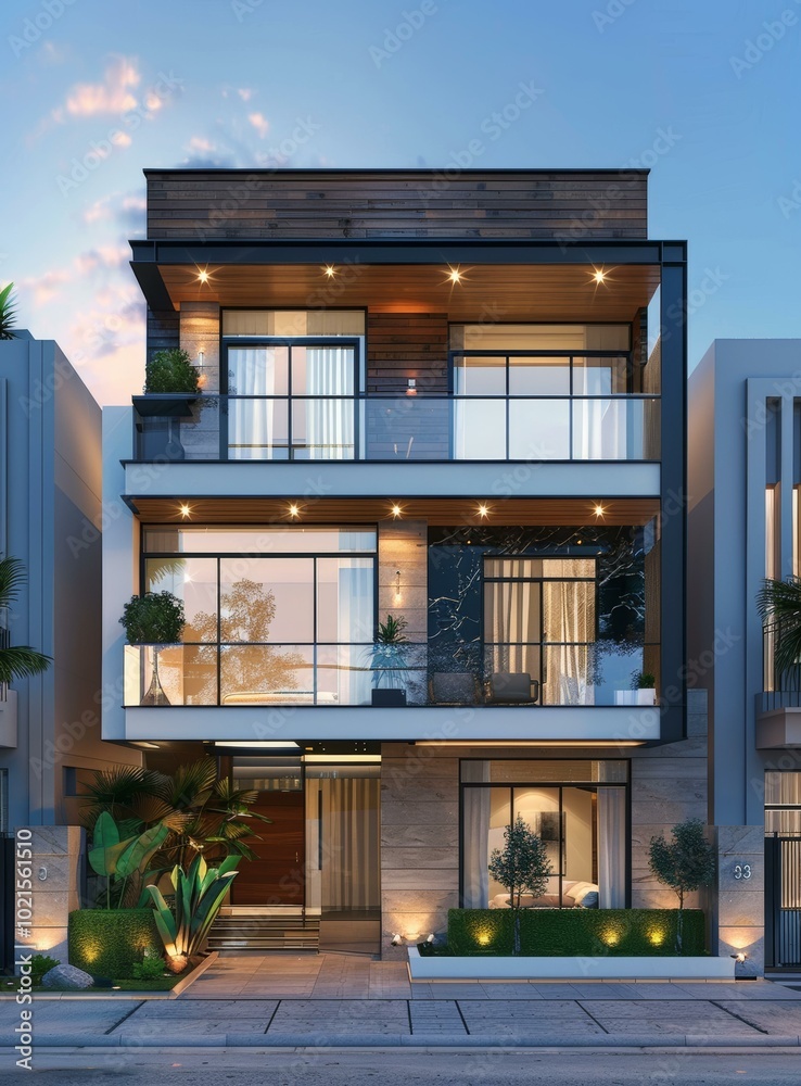 Wall mural Modern Exterior Design of a Multi-Story House