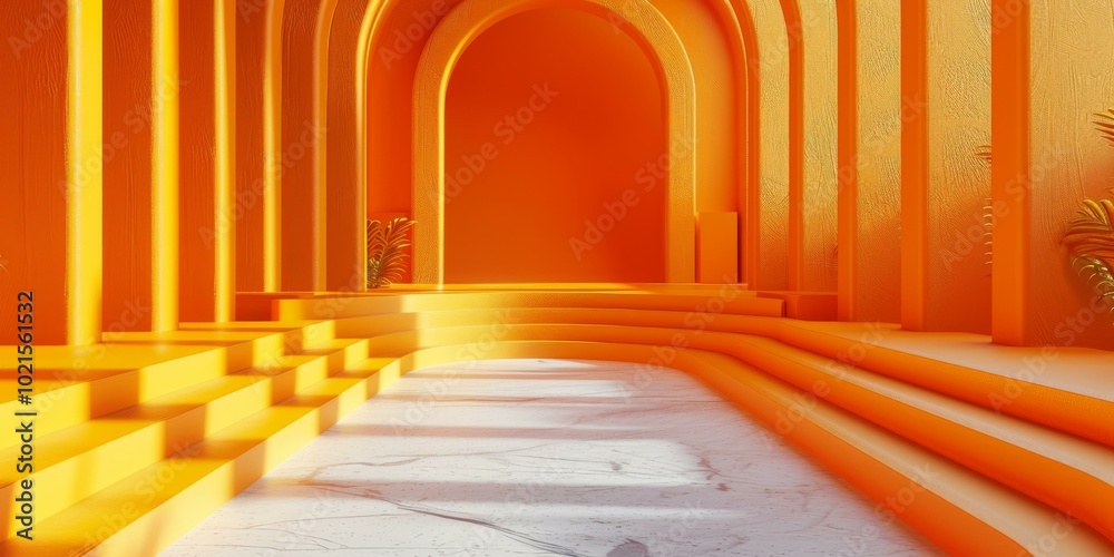 Canvas Prints Orange Archway Interior Design Illustration